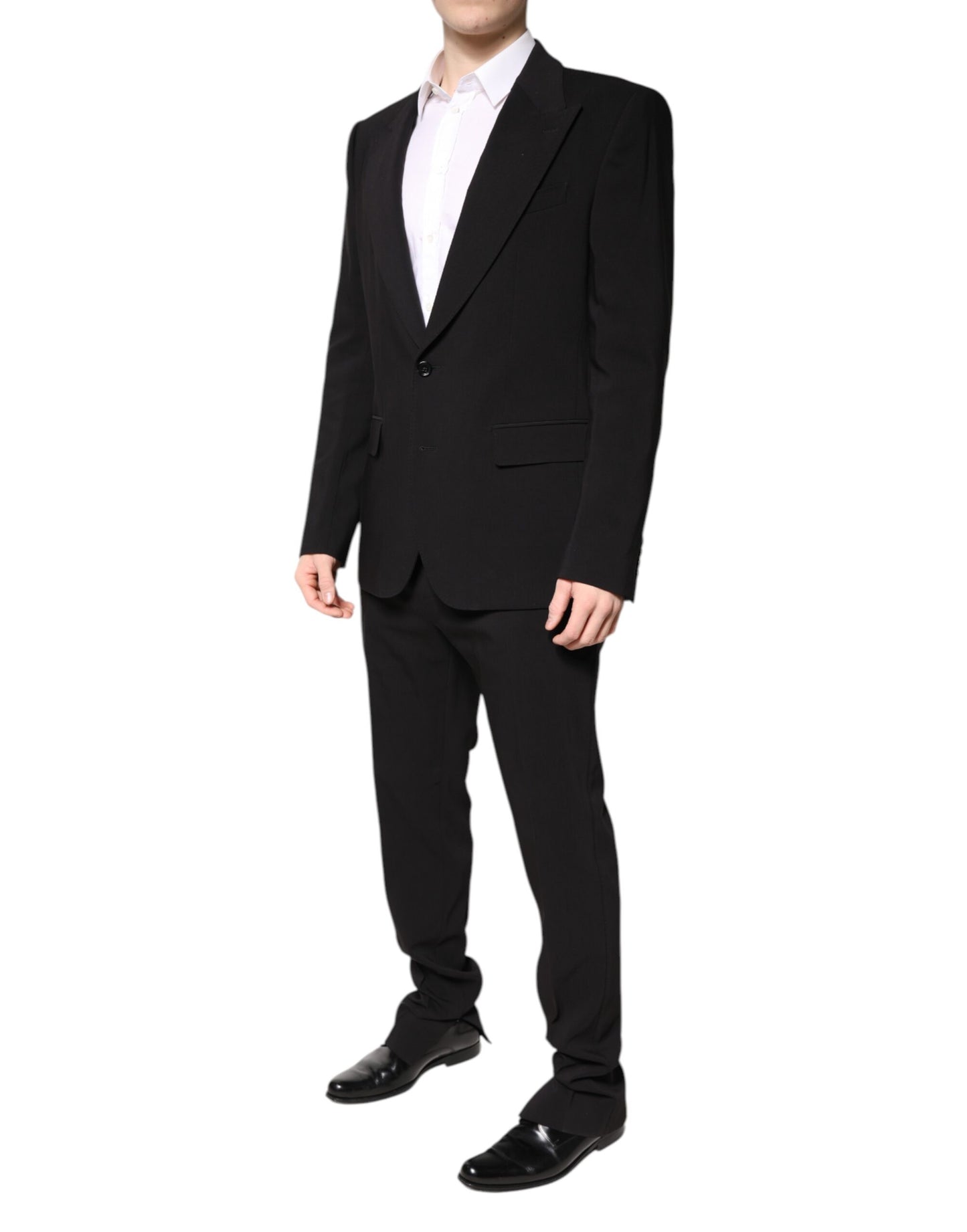 Costume 2 pièces simple boutonnage en coton noir Dolce & Gabbana