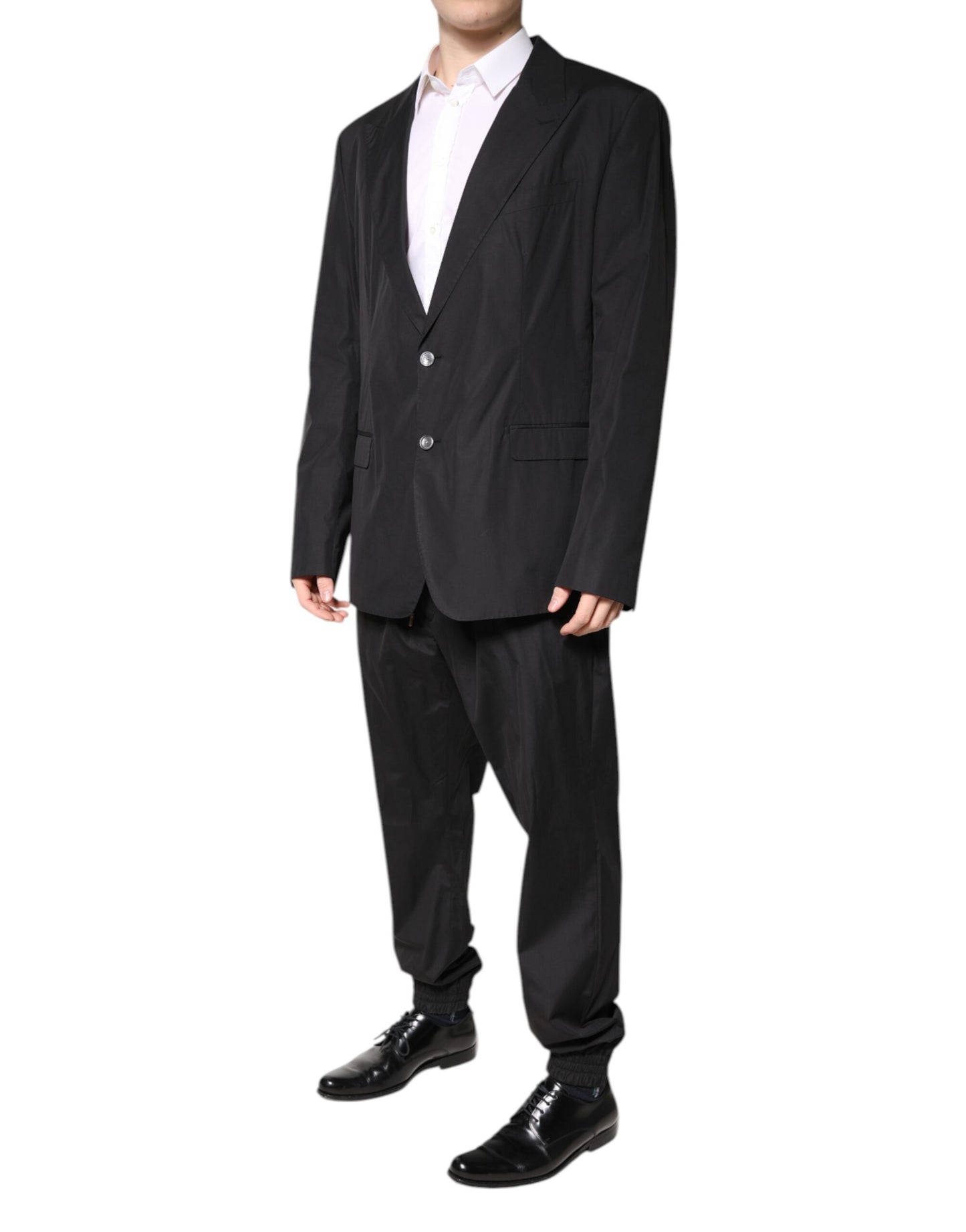 Costume 2 pièces simple boutonnage en coton noir Dolce & Gabbana
