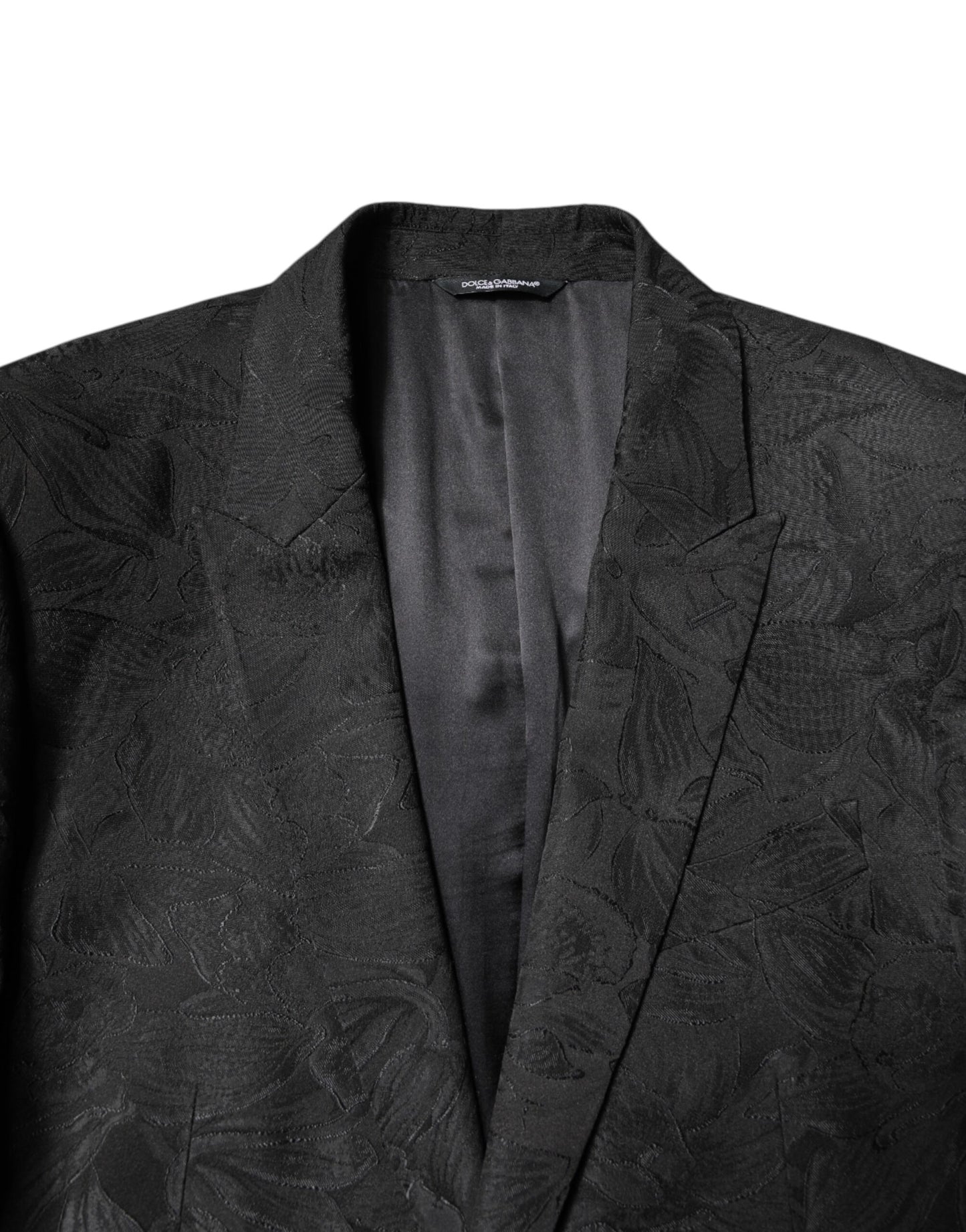 Costume 2 pièces Dolce & Gabbana en jacquard fleuri en polyester noir