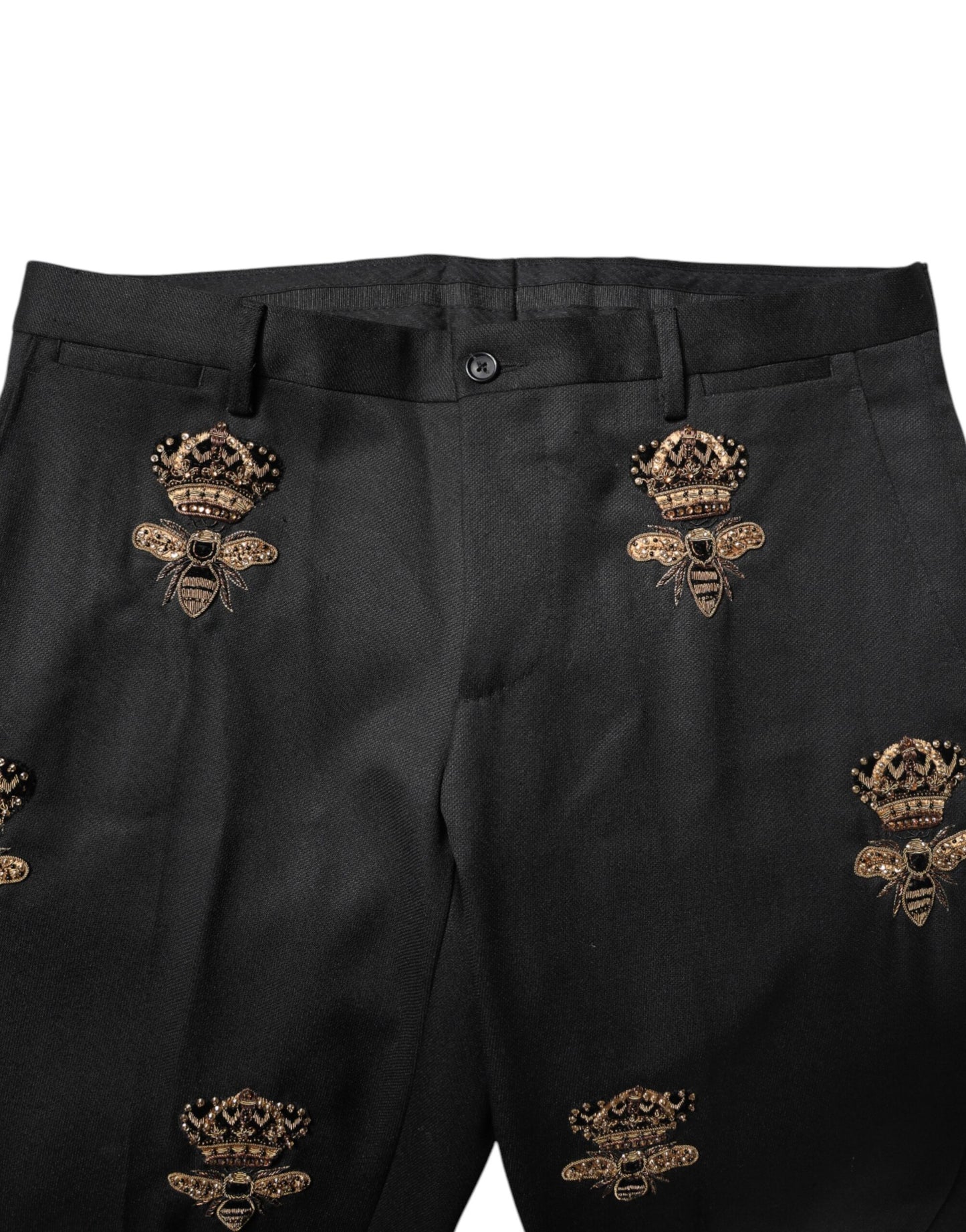 Costume 2 pièces Dolce & Gabbana noir avec broderie couronne d'abeilles