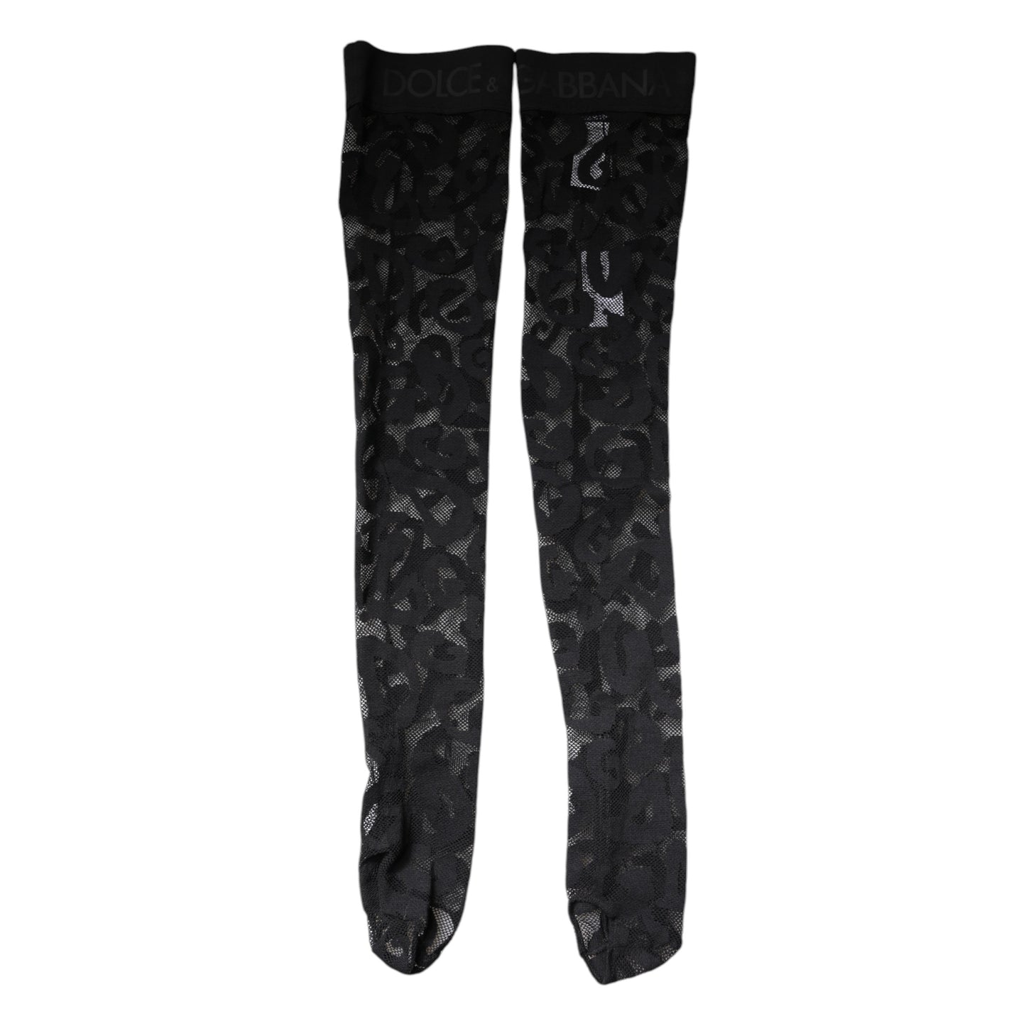 Chaussettes en coton stretch à dentelle florale noire Dolce & Gabbana