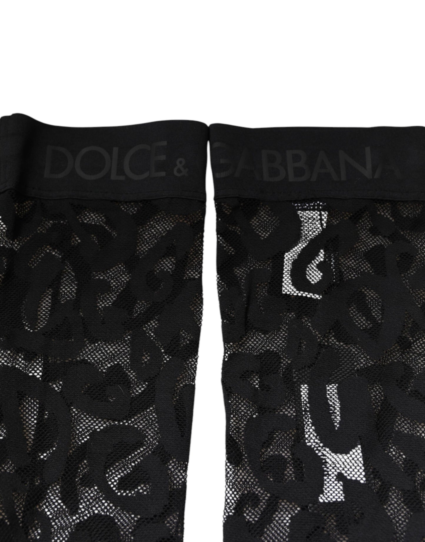 Chaussettes en coton stretch à dentelle florale noire Dolce & Gabbana