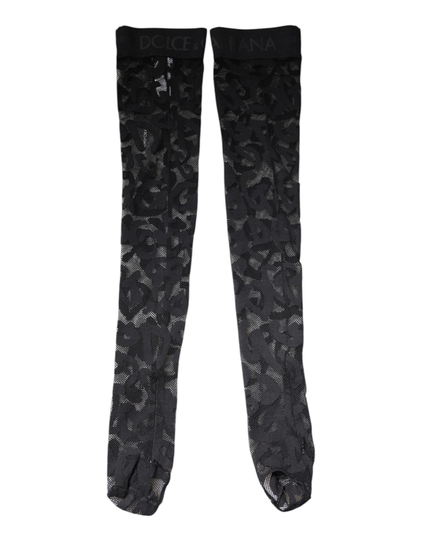 Chaussettes en coton stretch à dentelle florale noire Dolce & Gabbana