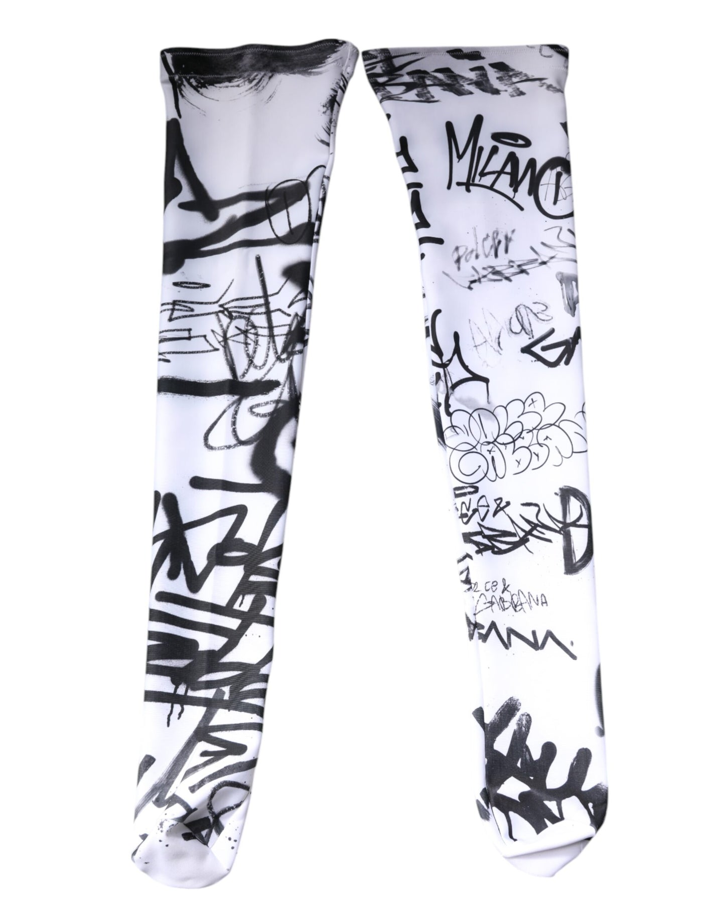 Dolce & Gabbana White Graffiti Cotton Over Calf Stockings Socks by Dolce & Gabbana