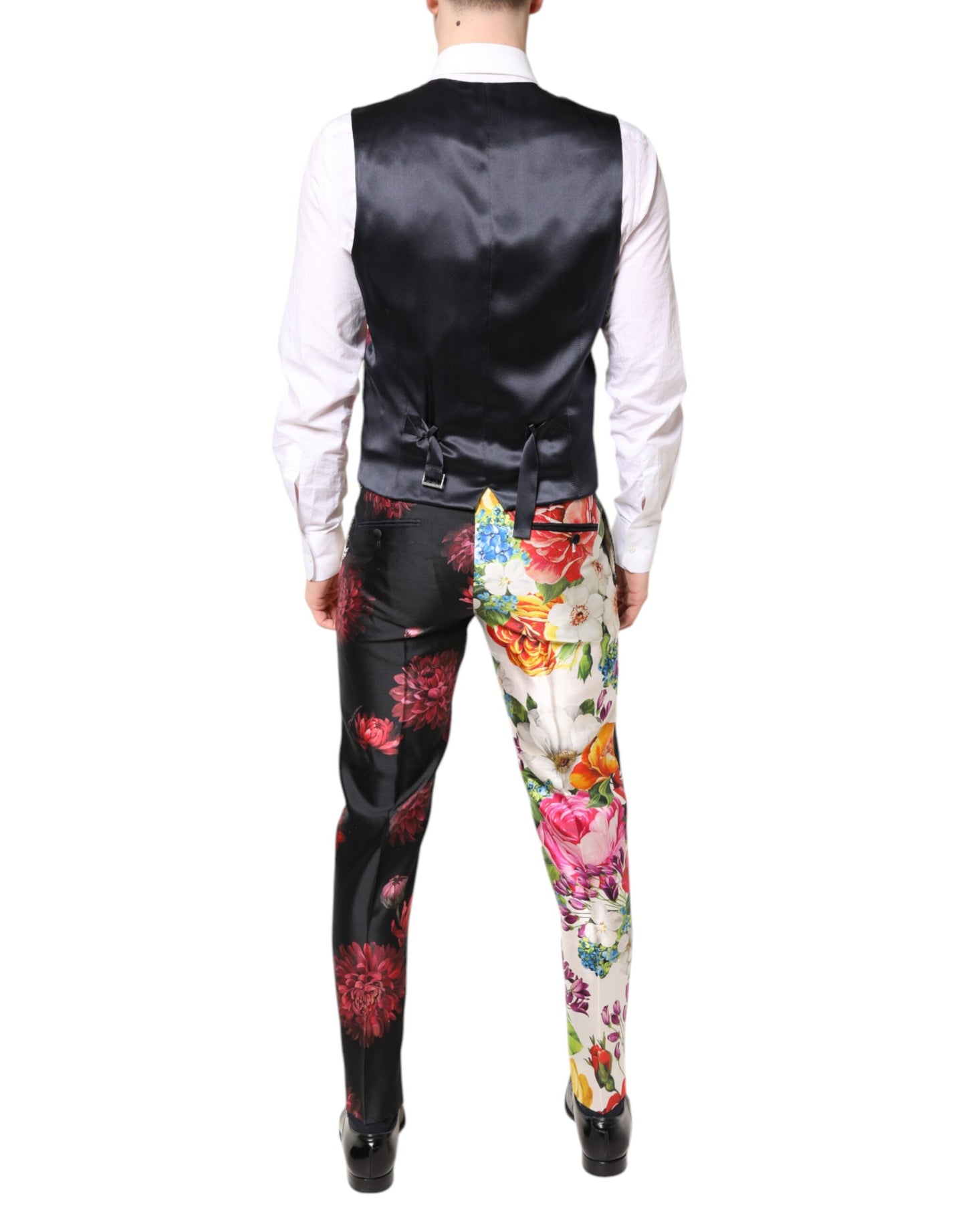 Costume 3 pièces en soie multicolore à fleurs SICILIA de Dolce & Gabbana