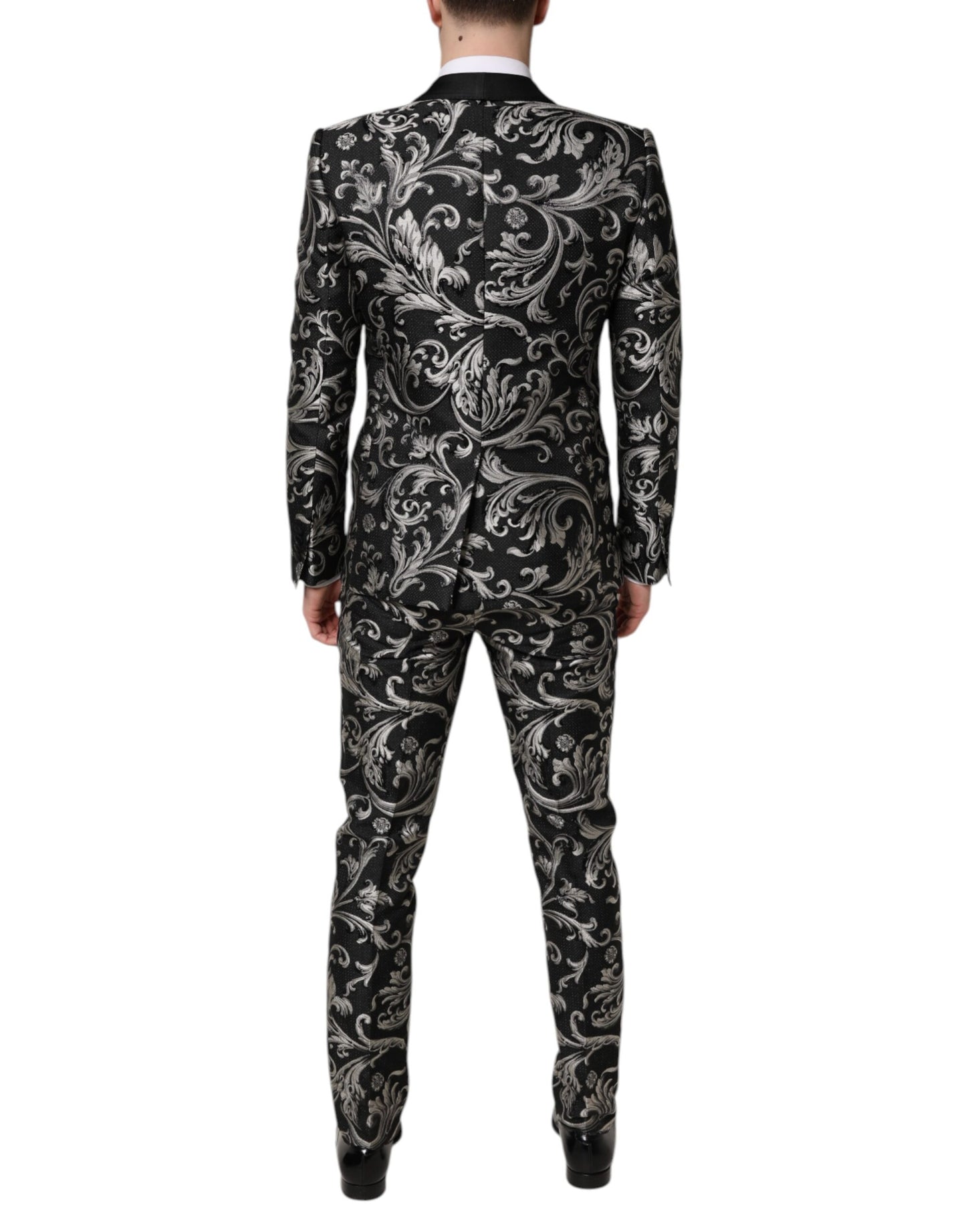 Costume 3 pièces homme Dolce & Gabbana en jacquard Martini noir et gris