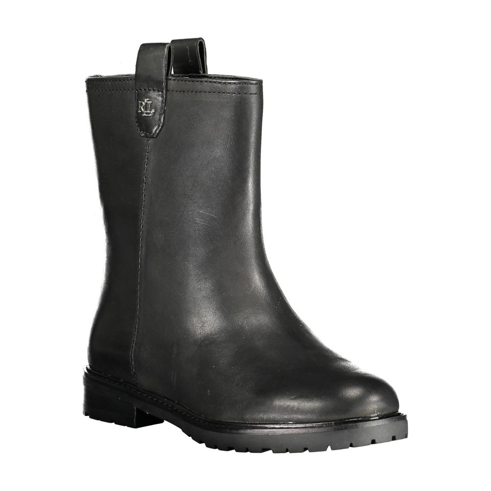 Ralph Lauren Black Leather Women Boot by Ralph Lauren