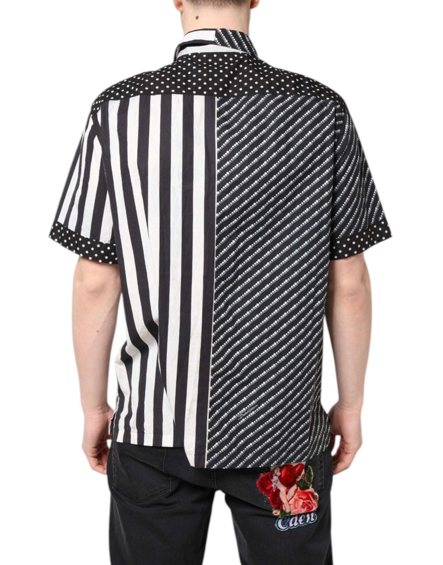 Dolce & Gabbana Black White Stripe Button Down Casual Shirt by Dolce & Gabbana