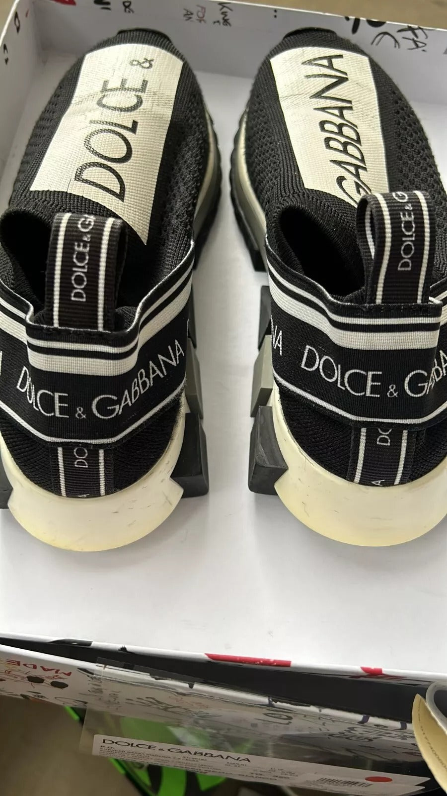 Dolce & Gabbana Black White Slip On Sorrento Sneakers Shoes by Dolce & Gabbana