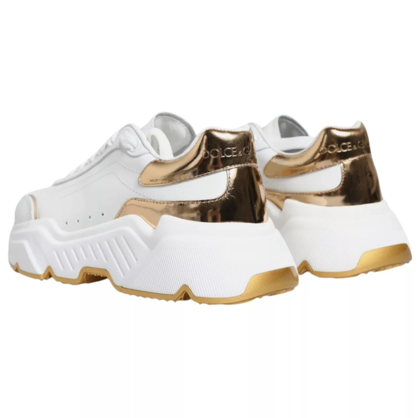 Dolce & Gabbana White Gold Daymaster Low Top Sneakers Shoes by Dolce & Gabbana