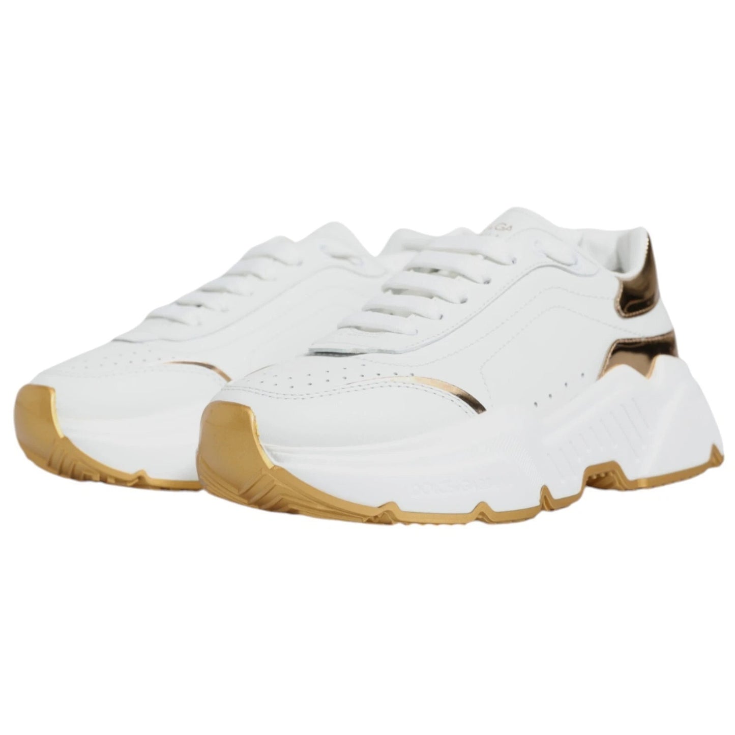 Dolce & Gabbana White Gold Daymaster Low Top Sneakers Shoes by Dolce & Gabbana