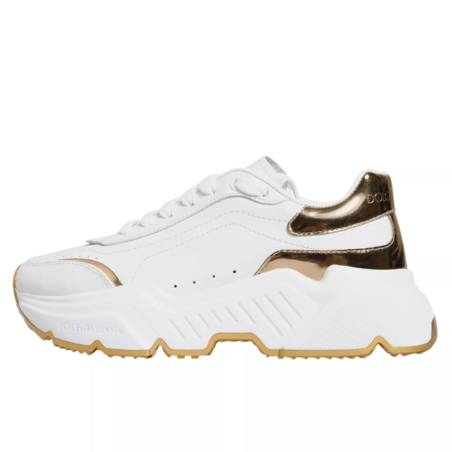 Dolce & Gabbana White Gold Daymaster Low Top Sneakers Shoes by Dolce & Gabbana