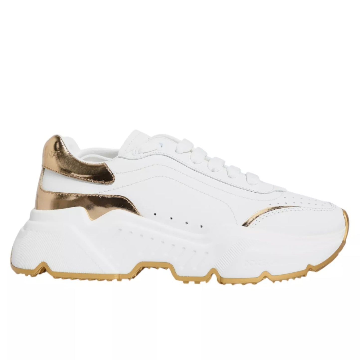 Dolce & Gabbana White Gold Daymaster Low Top Sneakers Shoes by Dolce & Gabbana