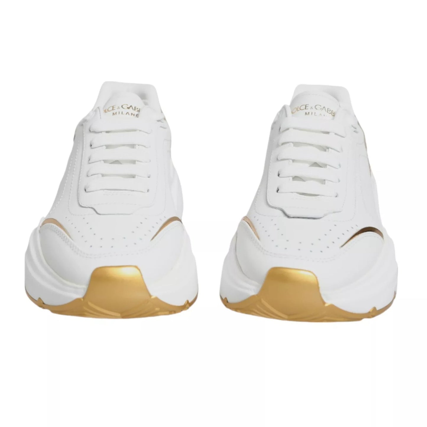 Dolce & Gabbana White Gold Daymaster Low Top Sneakers Shoes by Dolce & Gabbana