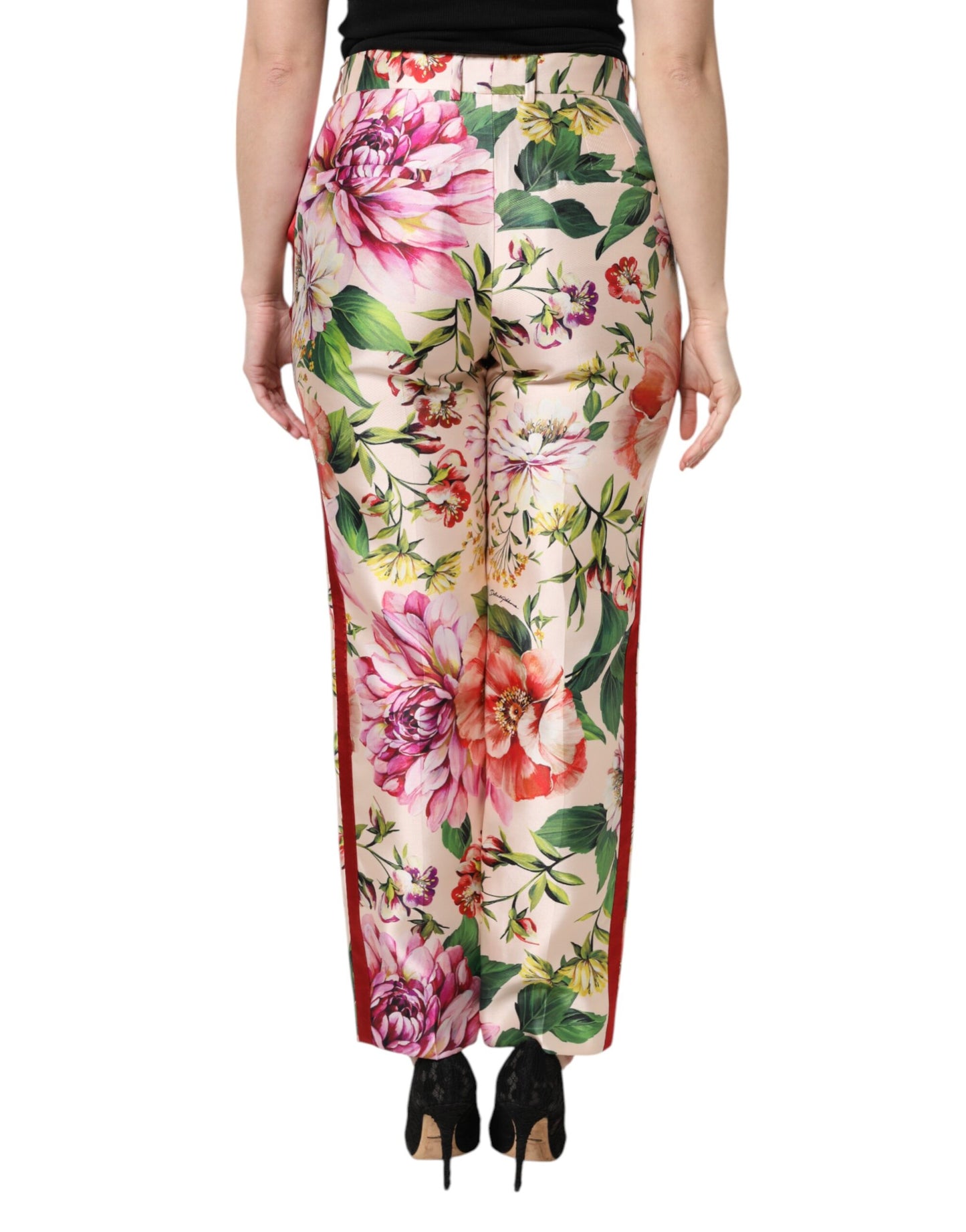 Dolce & Gabbana Multicolor Floral High Waist Straight Pants by Dolce & Gabbana