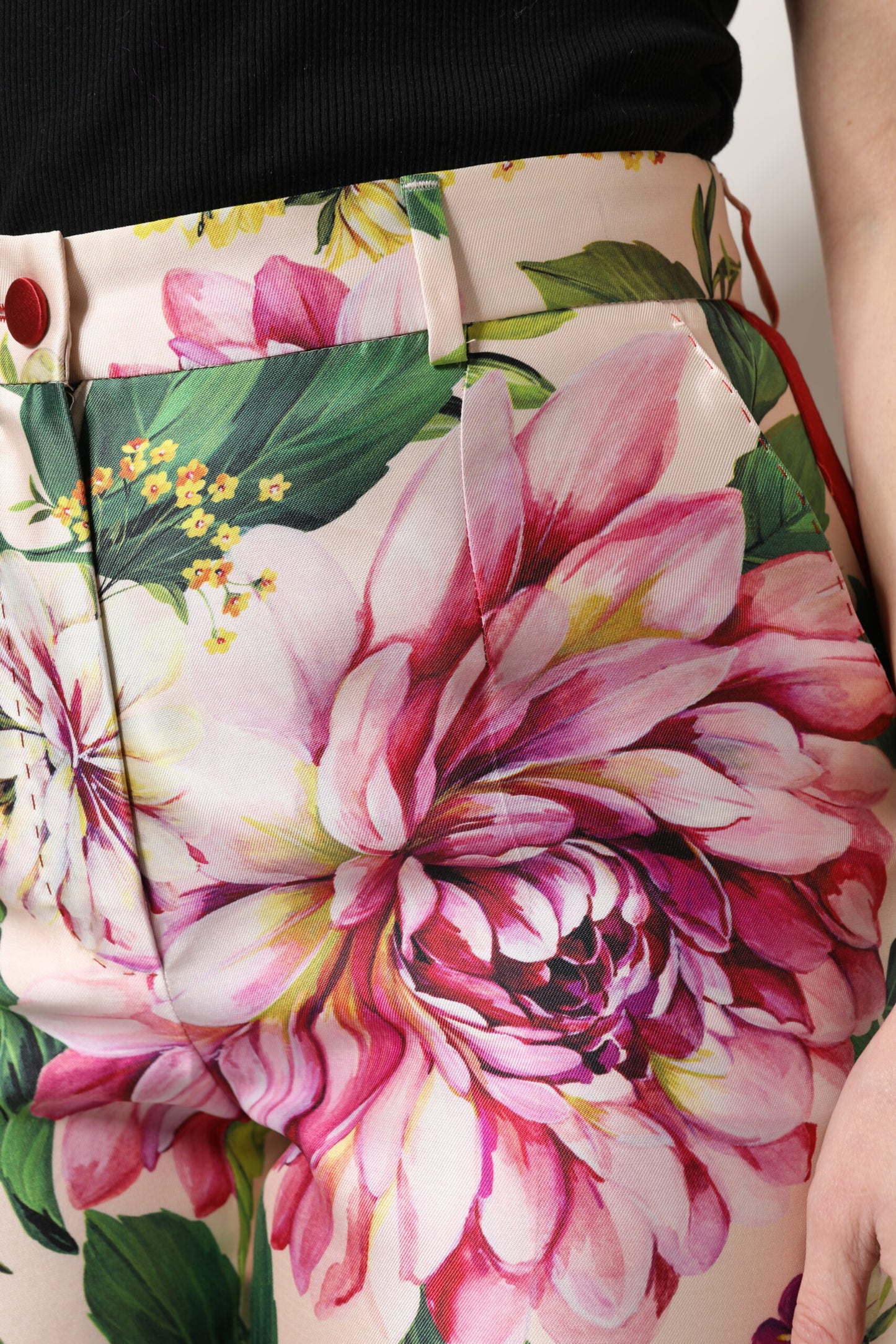 Dolce & Gabbana Multicolor Floral High Waist Straight Pants by Dolce & Gabbana