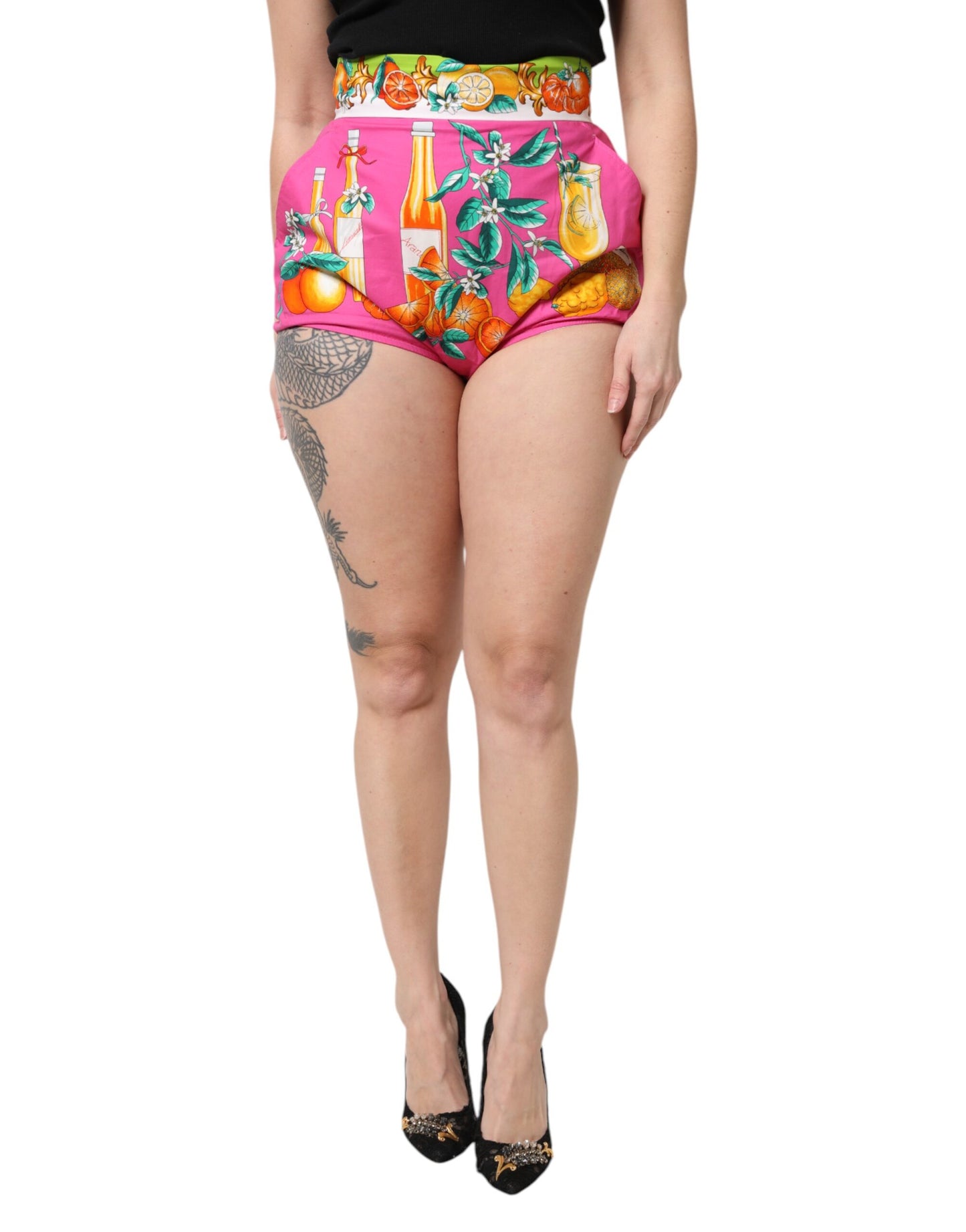 Short taille haute imprimé rose Dolce & Gabbana