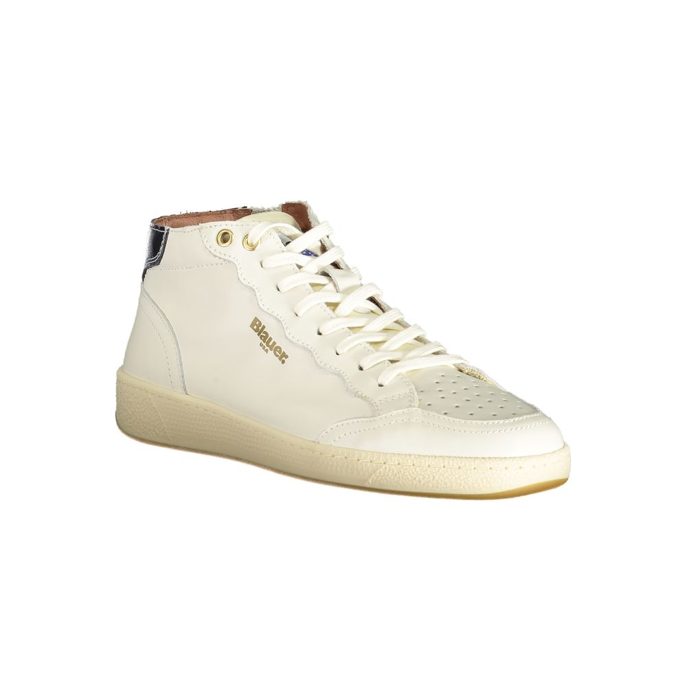 Blauer White Leather Men Sneaker by Blauer