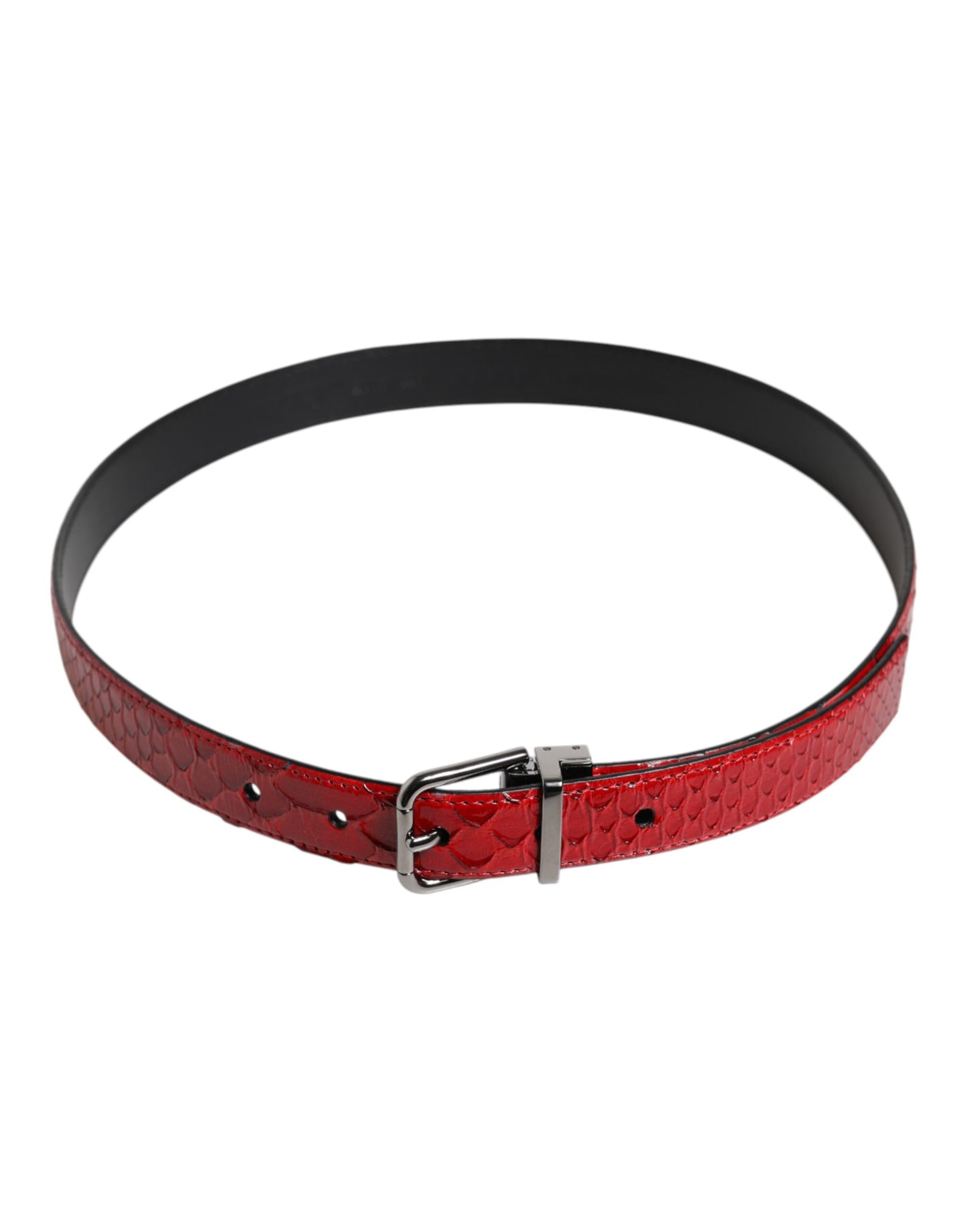 Ceinture Dolce & Gabbana en cuir exotique rouge avec boucle en métal et laiton
