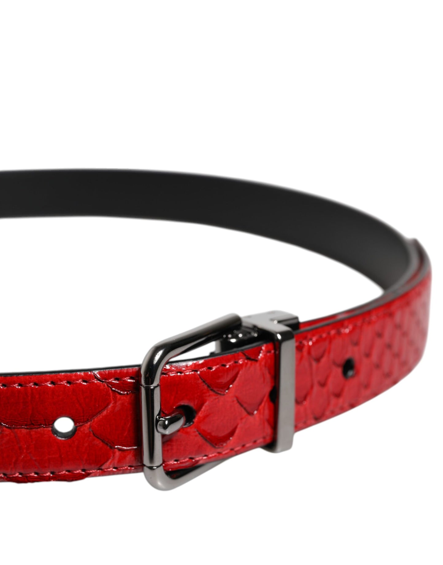 Ceinture Dolce & Gabbana en cuir exotique rouge avec boucle en métal et laiton
