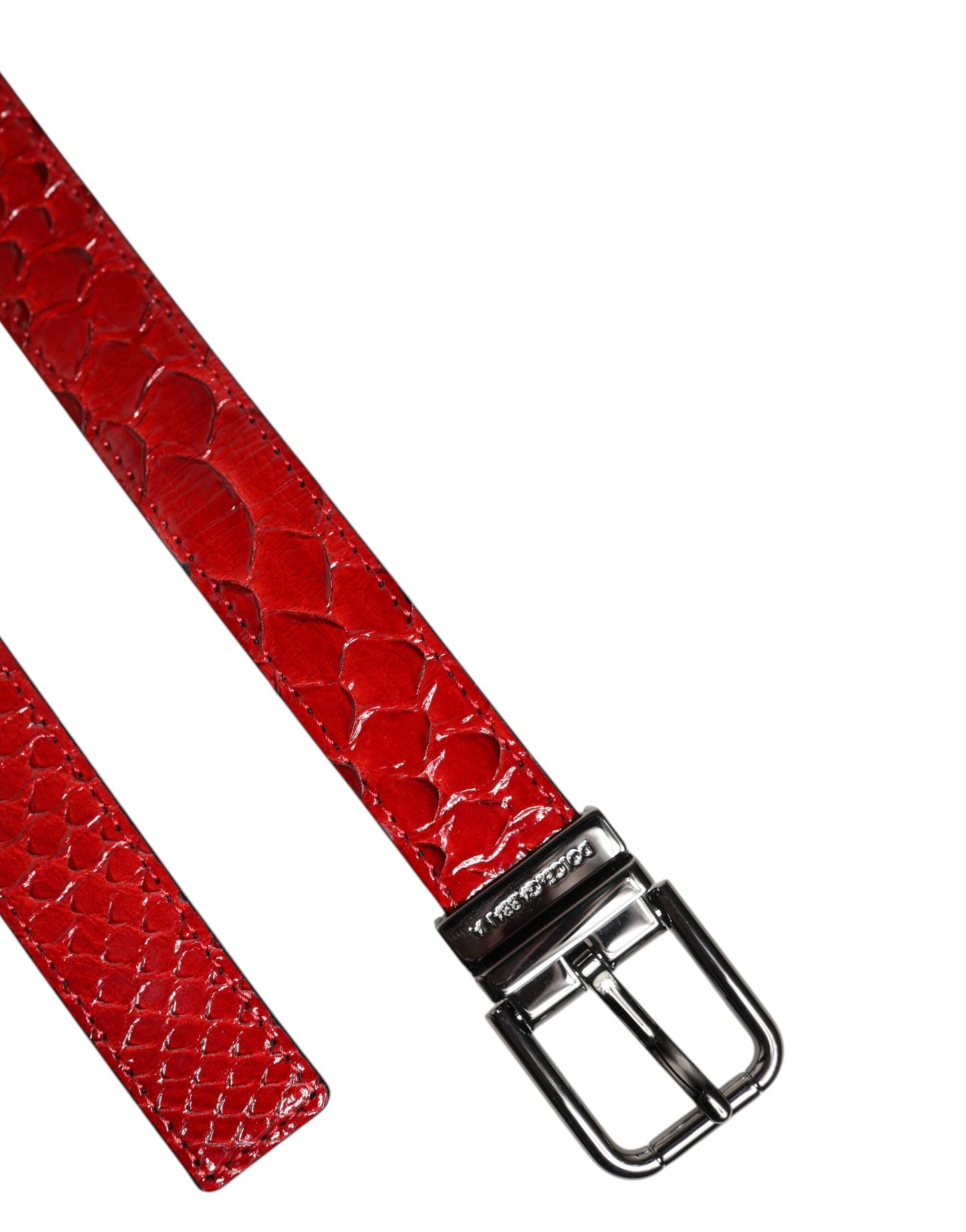 Ceinture Dolce & Gabbana en cuir exotique rouge avec boucle en métal et laiton