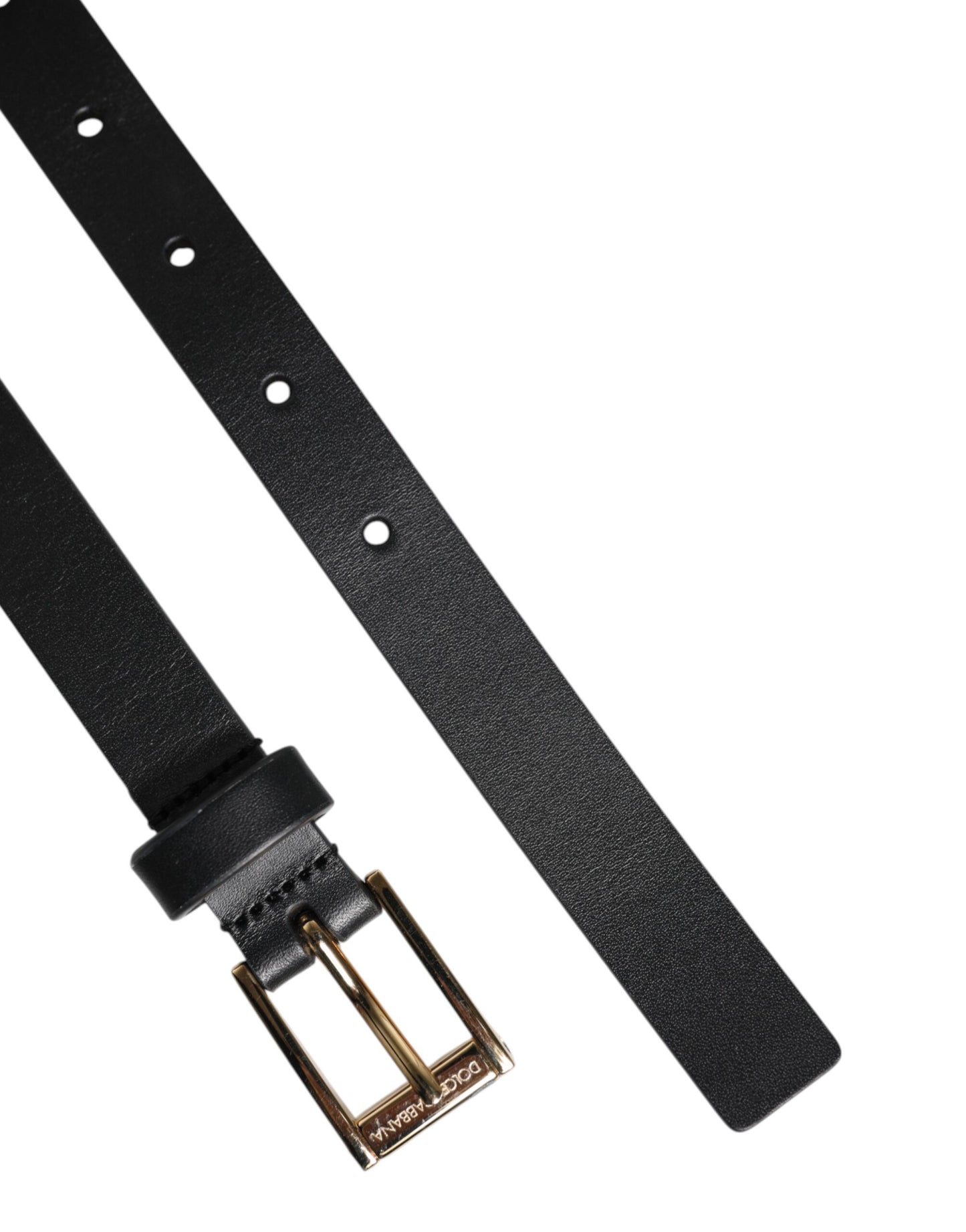 Ceinture classique noire à boucle logo en métal doré Dolce & Gabbana