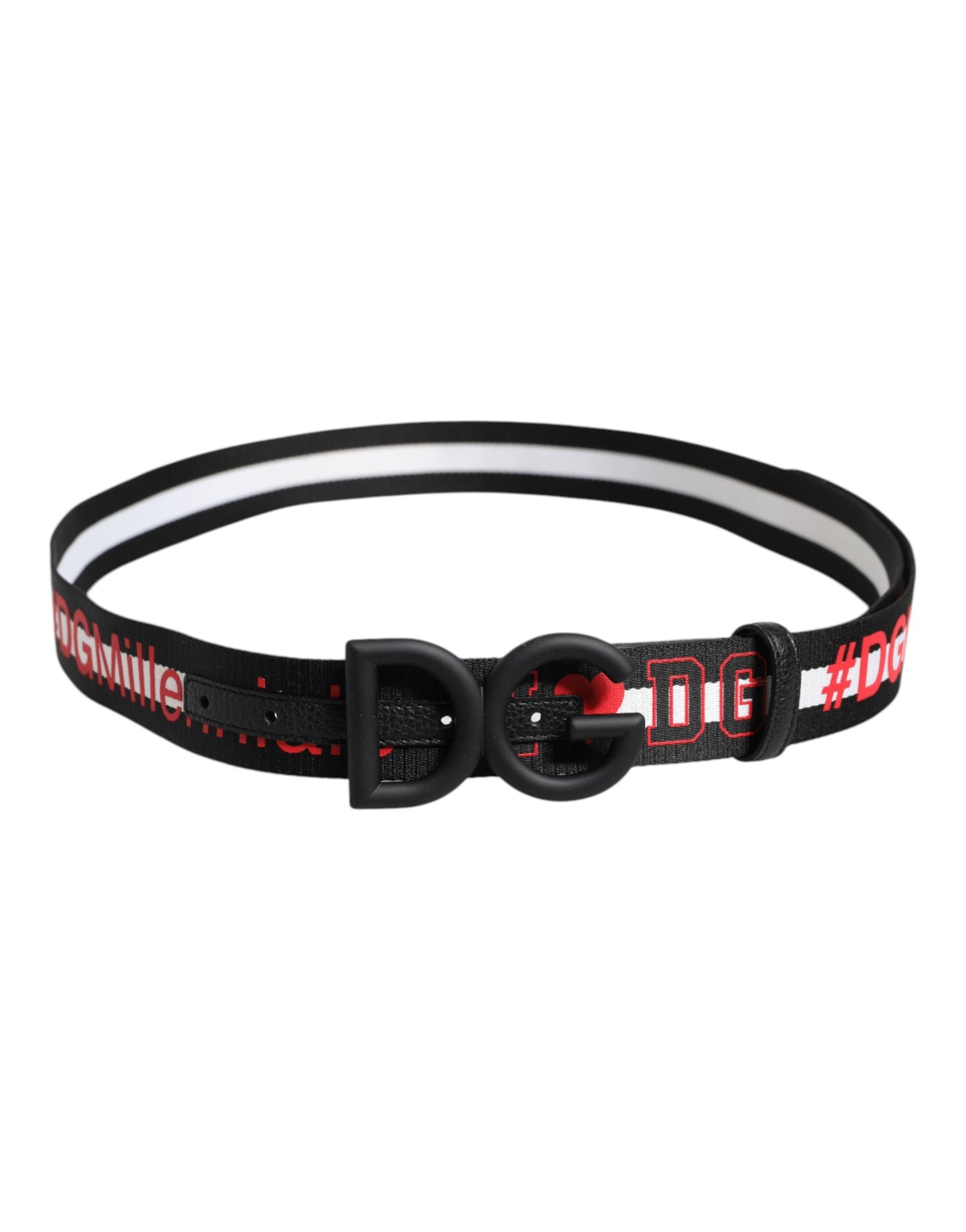 Ceinture Dolce & Gabbana en polyester noir avec logo imprimé DG