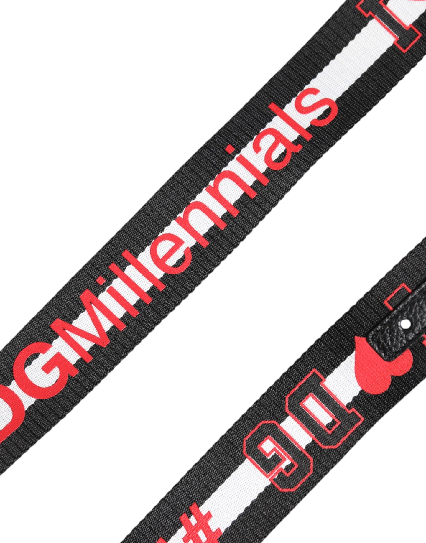 Ceinture Dolce & Gabbana en polyester noir avec logo imprimé DG
