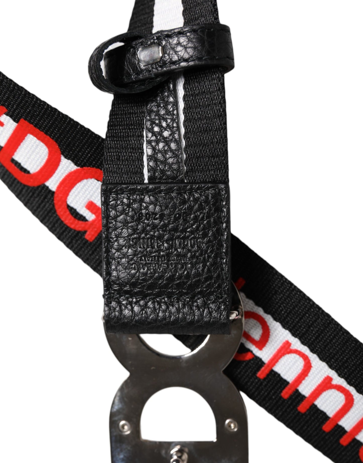 Ceinture en coton noir Dolce & Gabbana avec boucle DG et logo imprimé