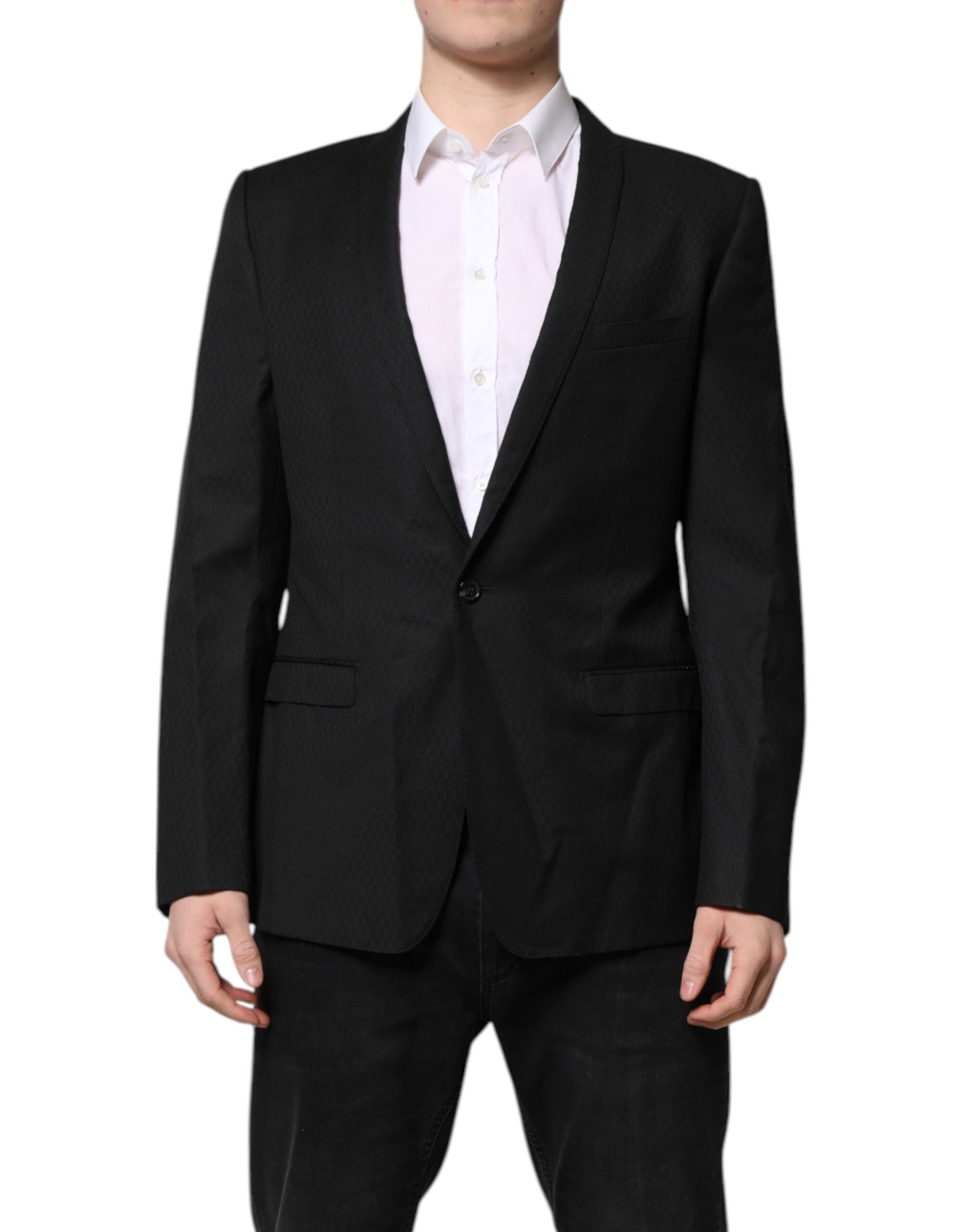 Blazer de costume simple boutonnage Dolce & Gabbana noir doré