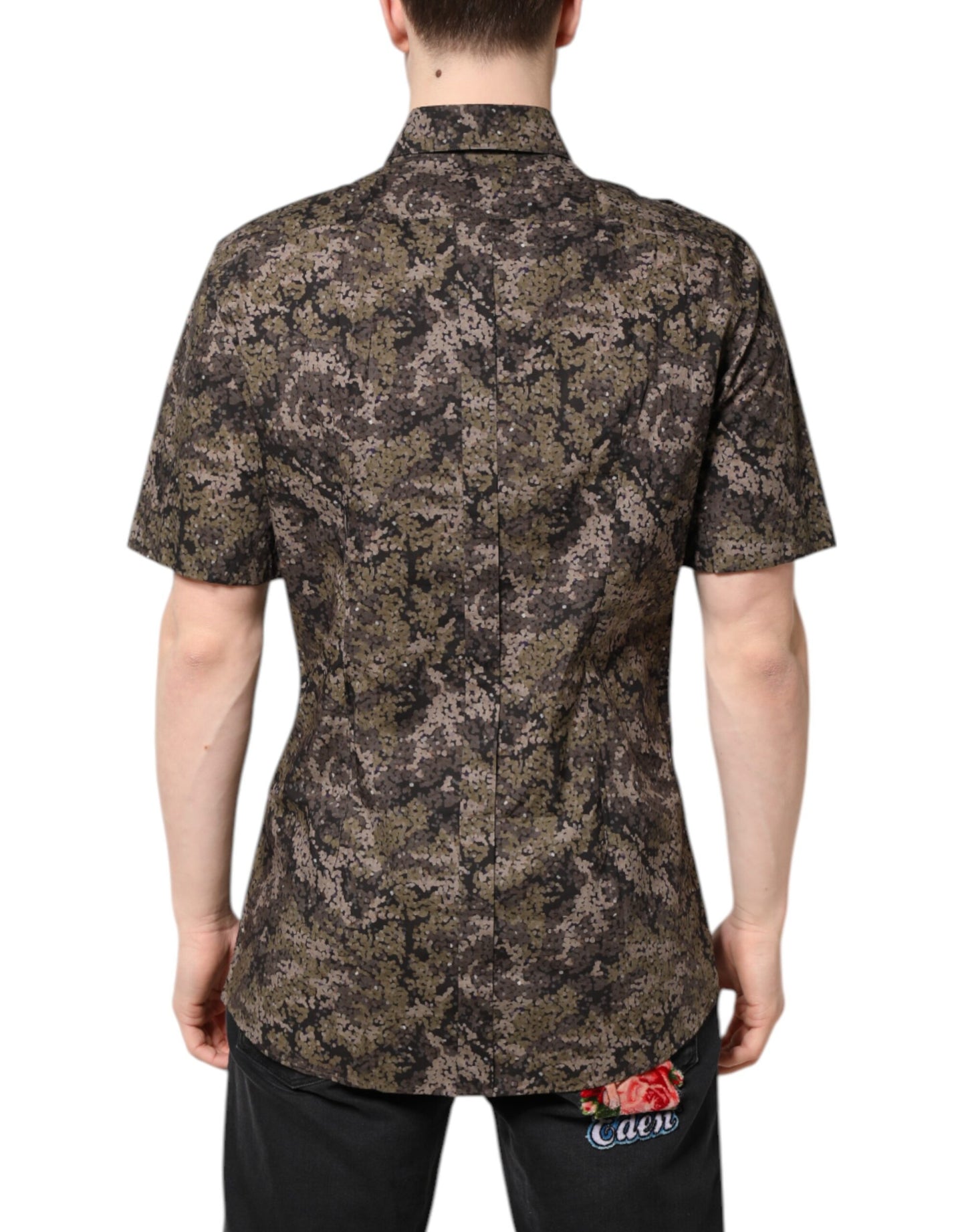 Dolce & Gabbana Multicolor Camouflage Button Down GOLD Shirt by Dolce & Gabbana