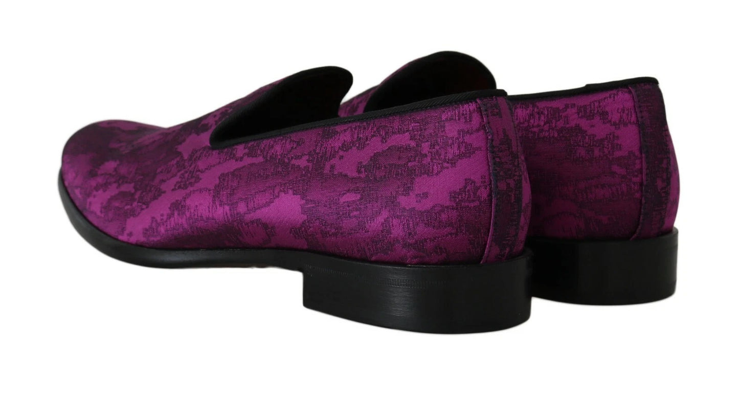 Mocassins élégants Dolce & Gabbana en mélange de soie et de laine violet