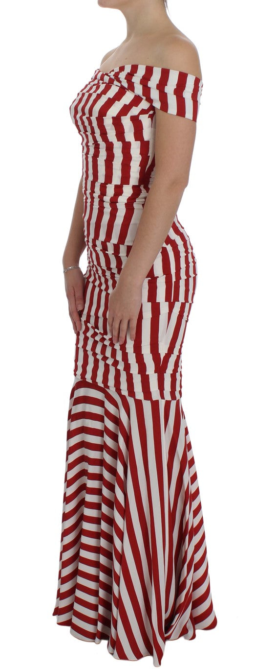 Robe moulante élégante en soie à rayures rouges et blanches Dolce & Gabbana