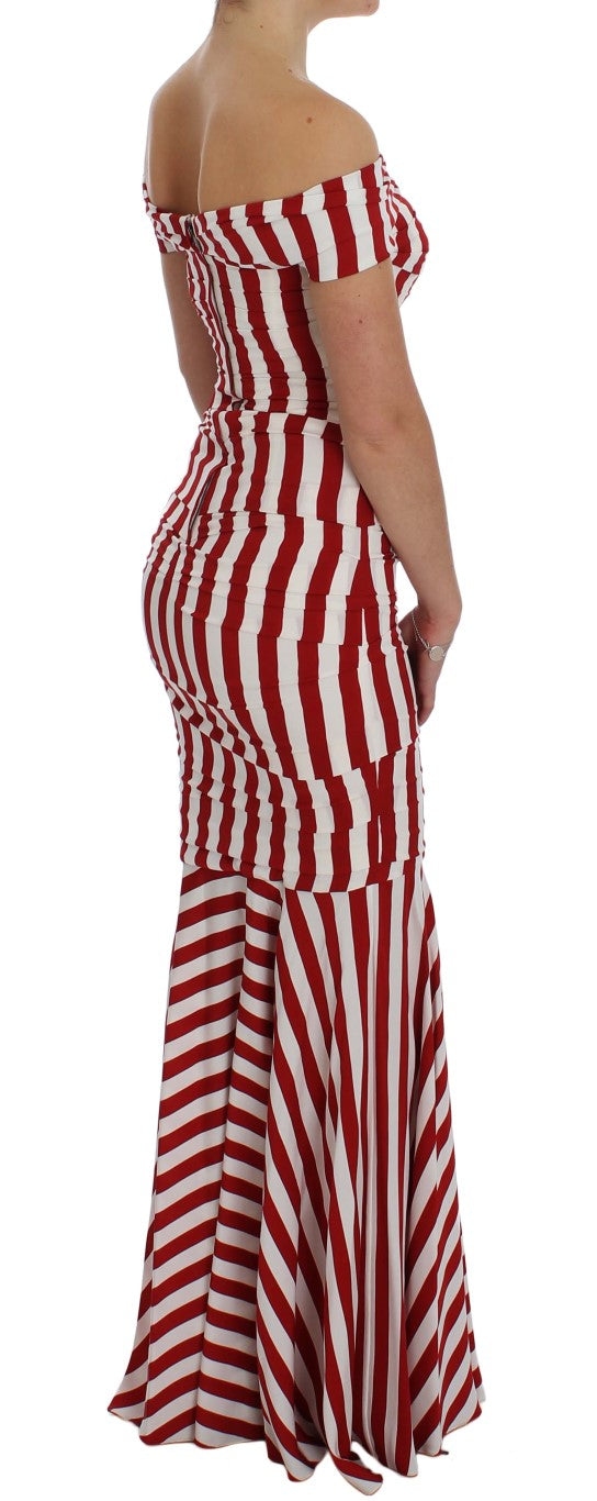 Robe moulante élégante en soie à rayures rouges et blanches Dolce & Gabbana