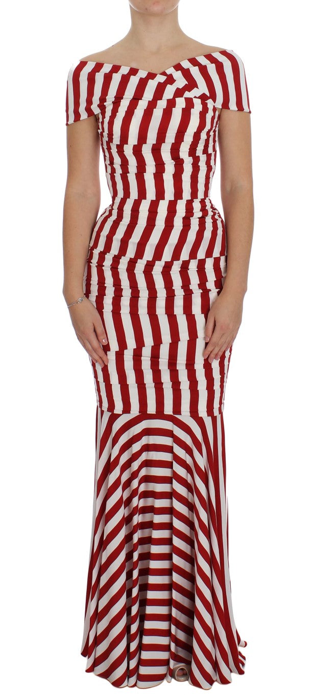 Robe moulante élégante en soie à rayures rouges et blanches Dolce & Gabbana