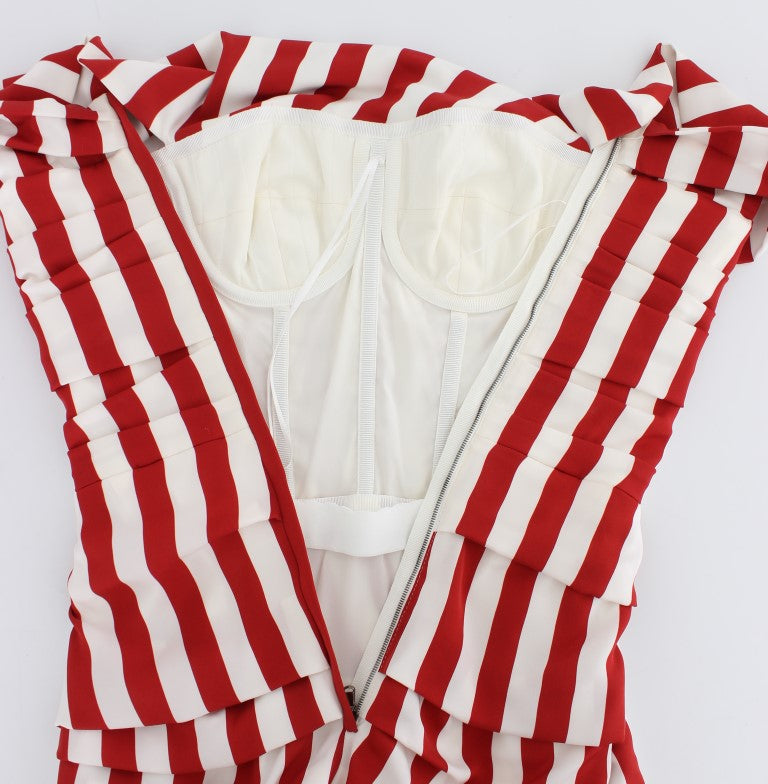 Robe moulante élégante en soie à rayures rouges et blanches Dolce & Gabbana