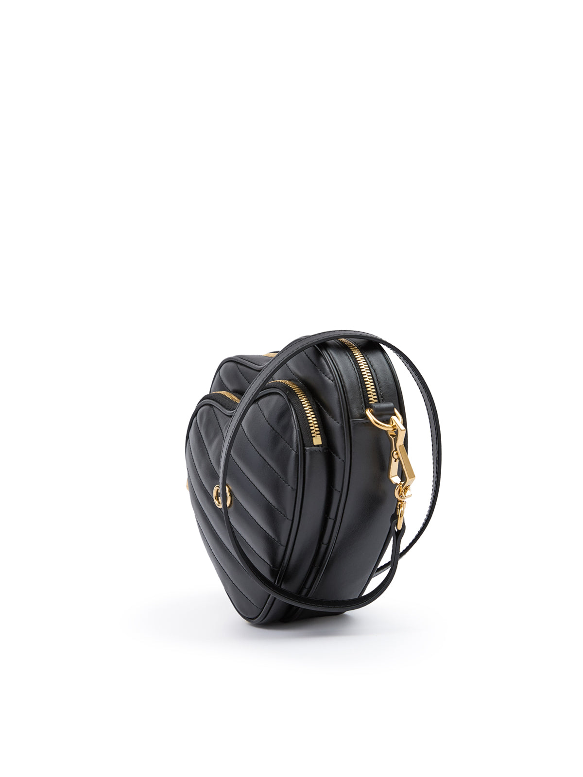 Mini sac bandoulière cœur en cuir noir Gucci