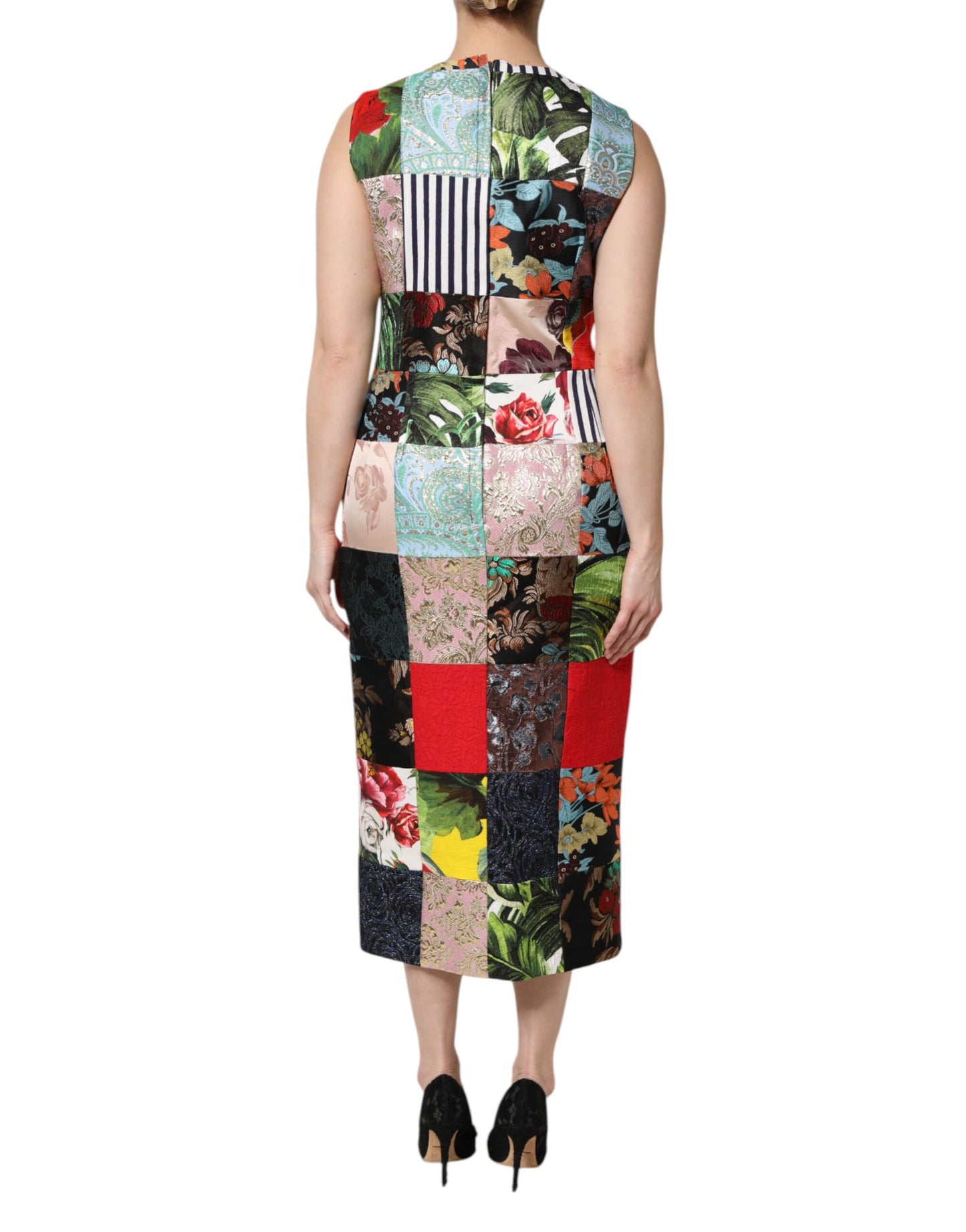 Robe fourreau sans manches patchwork multicolore Dolce & Gabbana