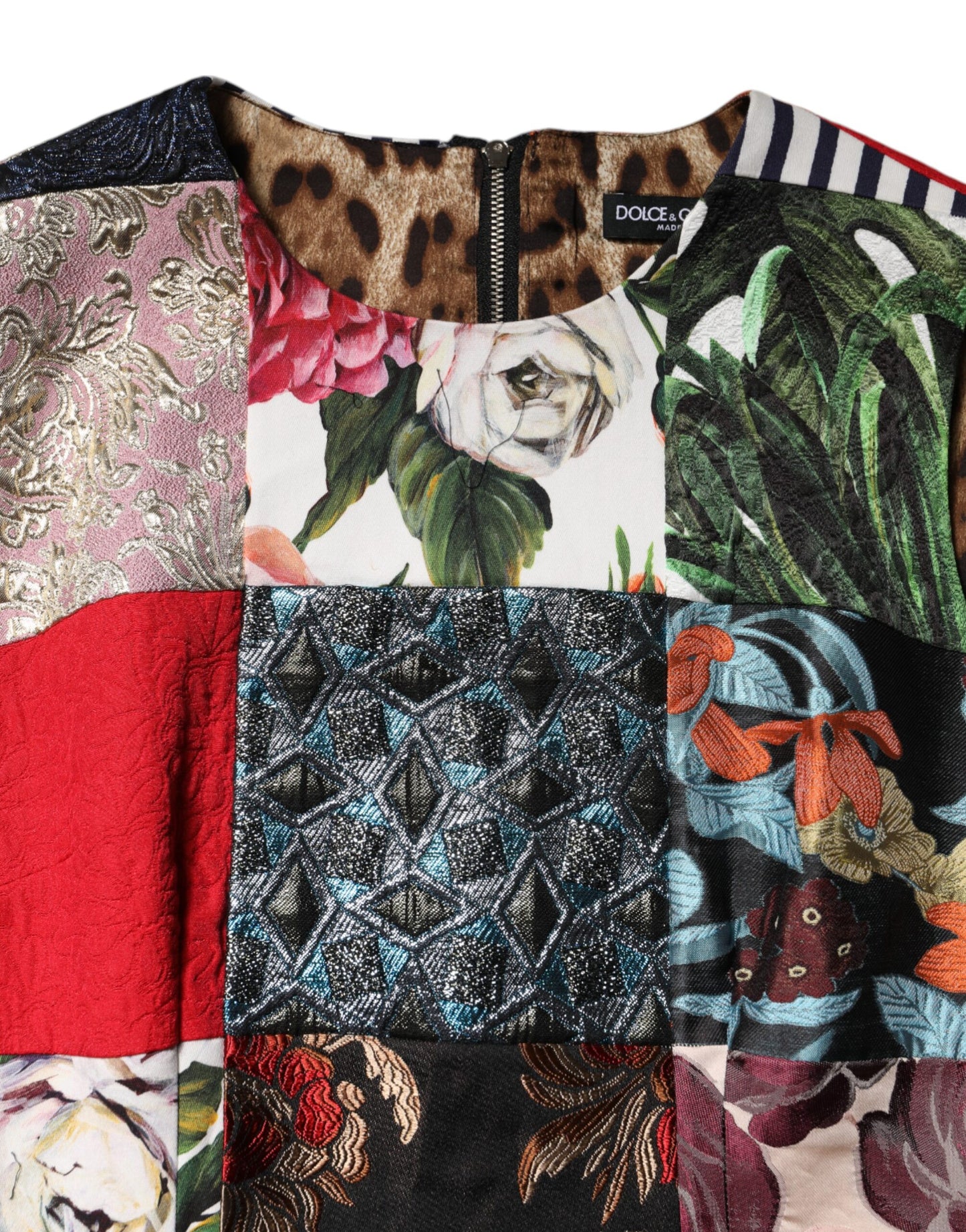 Robe fourreau sans manches patchwork multicolore Dolce & Gabbana