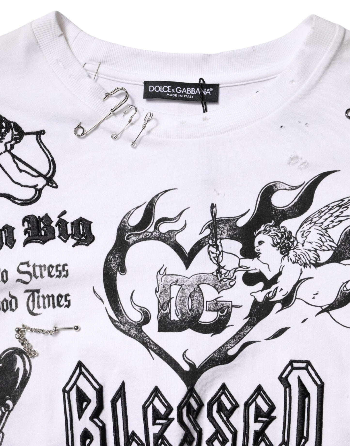 Dolce & Gabbana White Cotton DG BLESSED Printed T-shirt by Dolce & Gabbana