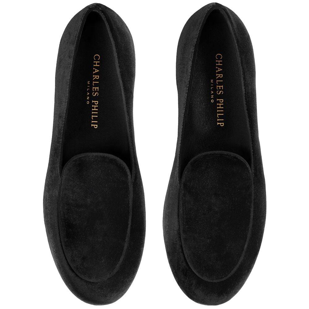 Mocassin unisexe en velours noir Charles Philip