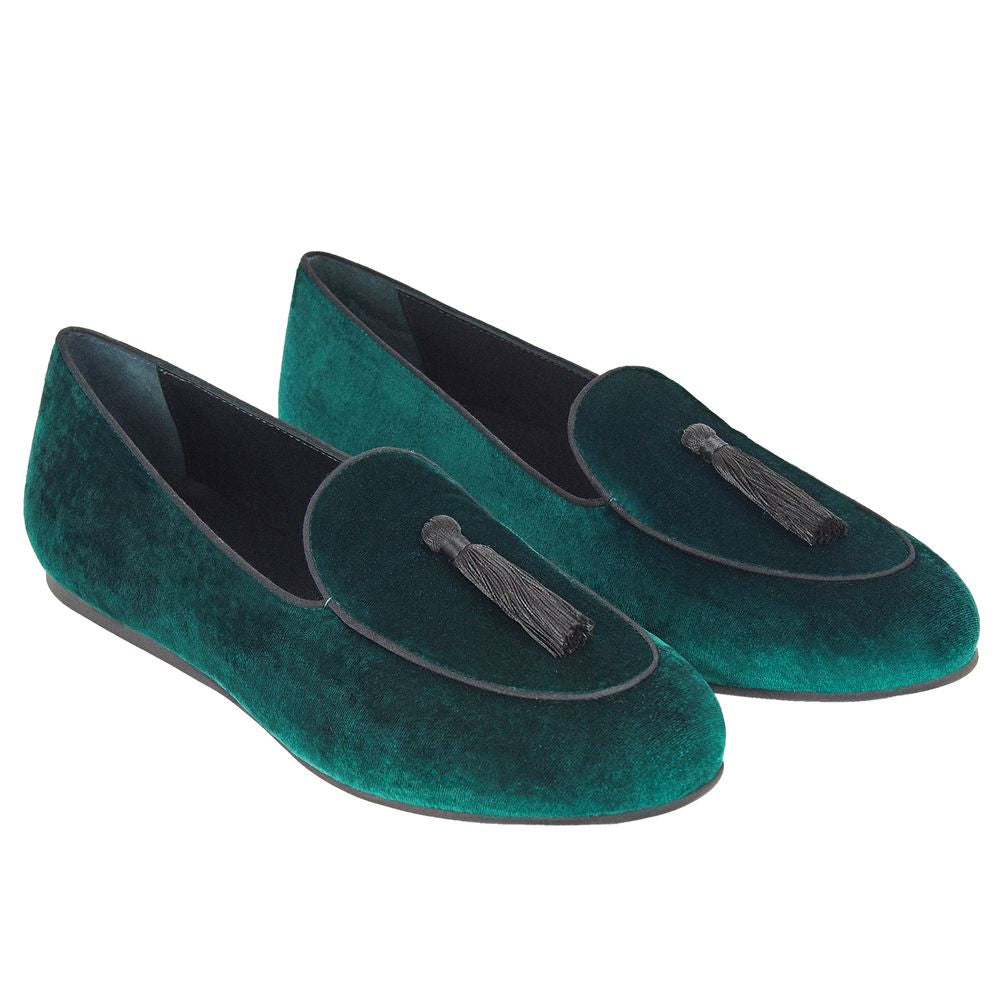 Mocassins en velours vert Charles Philip