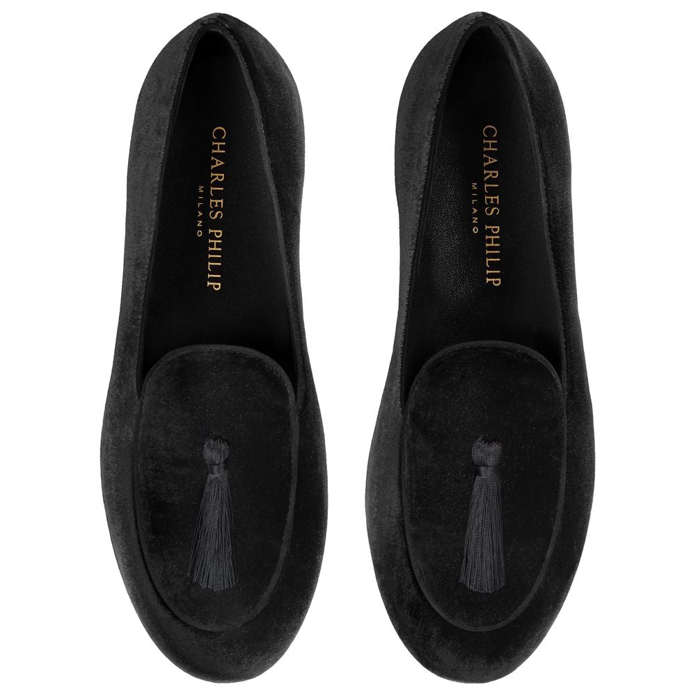 Mocassins en velours noir Charles Philip