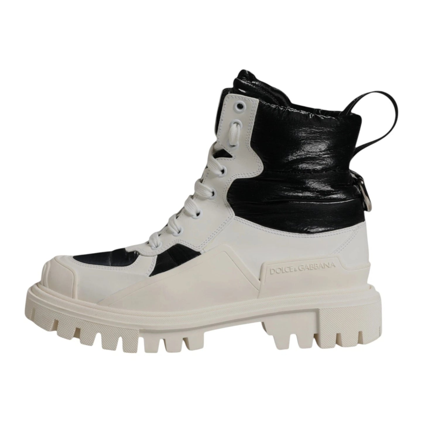Dolce & Gabbana White Padded Mid Calf Lace Up Boots Shoes by Dolce & Gabbana