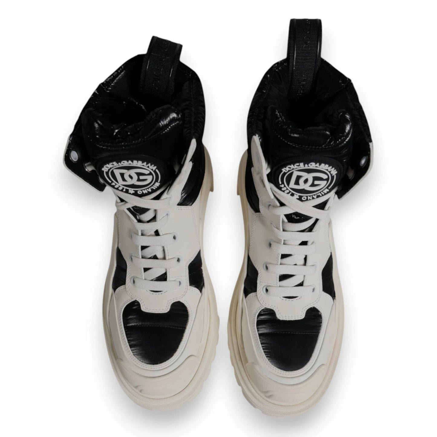 Dolce & Gabbana White Padded Mid Calf Lace Up Boots Shoes by Dolce & Gabbana