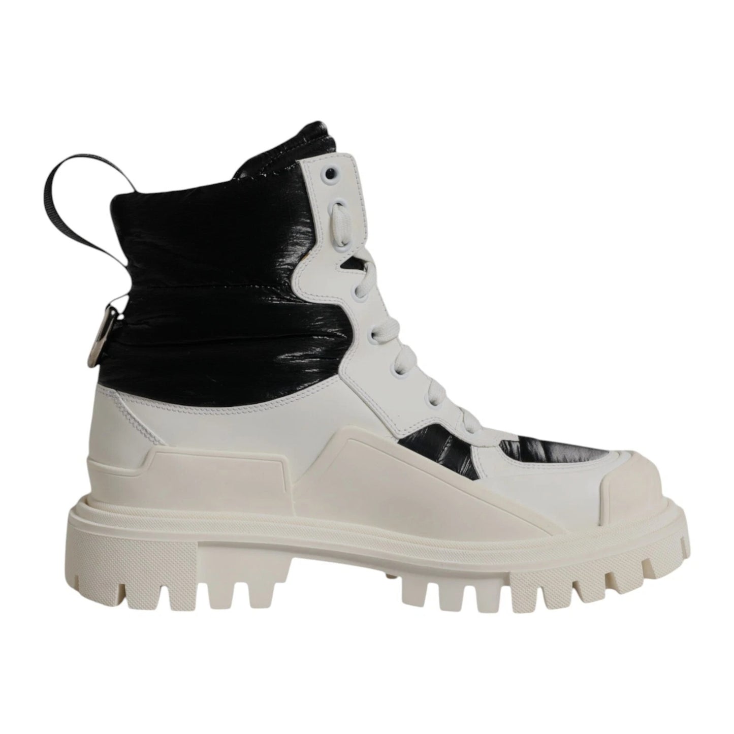 Dolce & Gabbana White Padded Mid Calf Lace Up Boots Shoes by Dolce & Gabbana