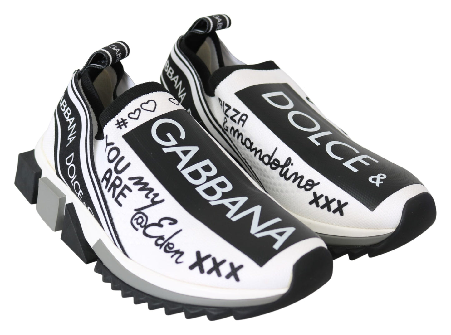 Dolce & Gabbana White Black Slip On Sorrento Sneakers by Dolce & Gabbana