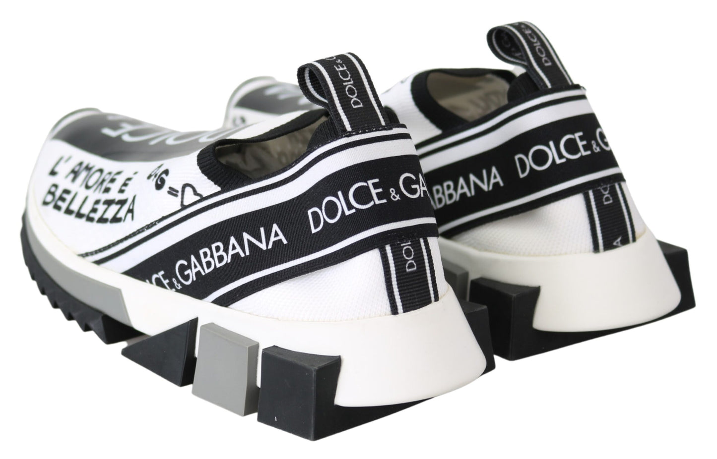 Dolce & Gabbana White Black Slip On Sorrento Sneakers by Dolce & Gabbana