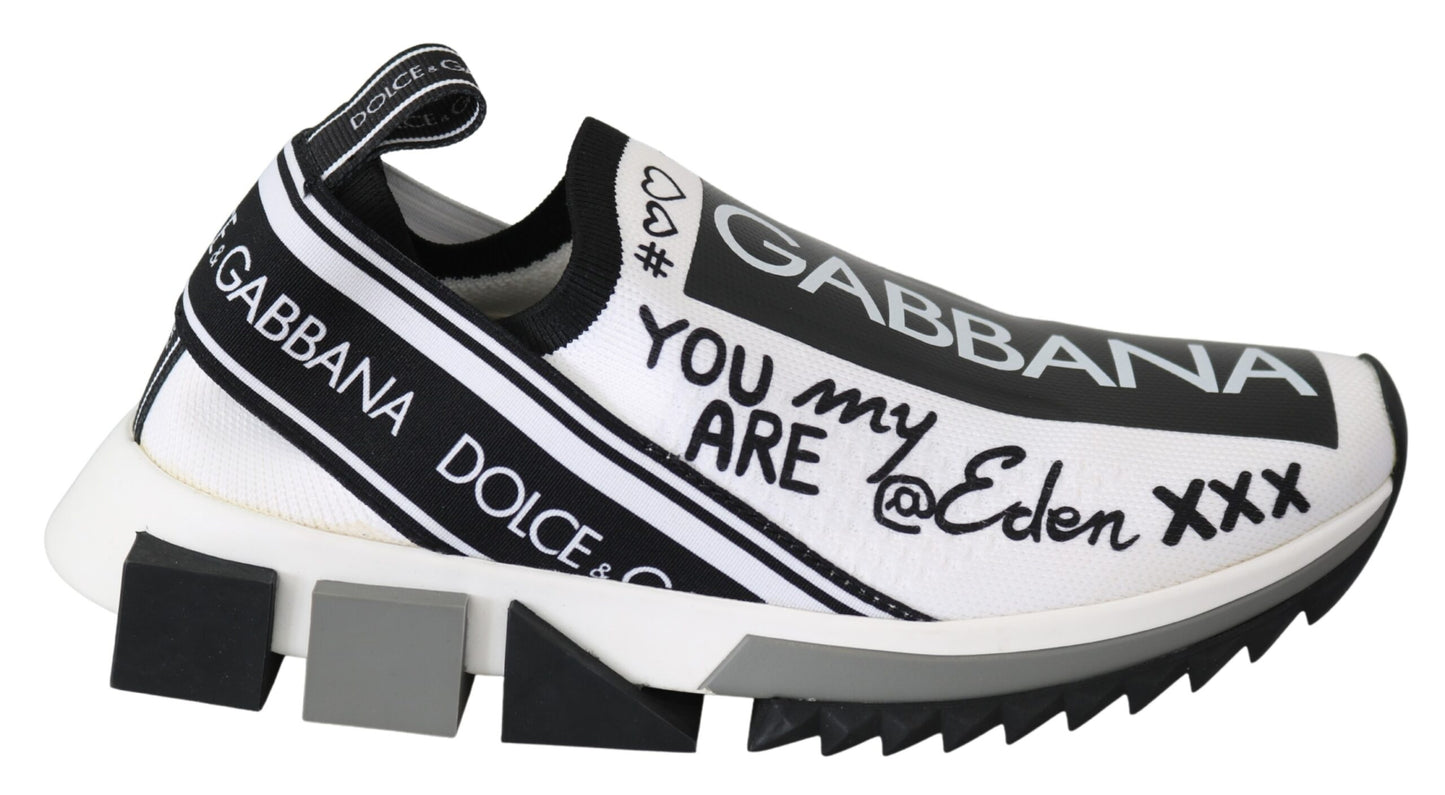 Dolce & Gabbana White Black Slip On Sorrento Sneakers by Dolce & Gabbana