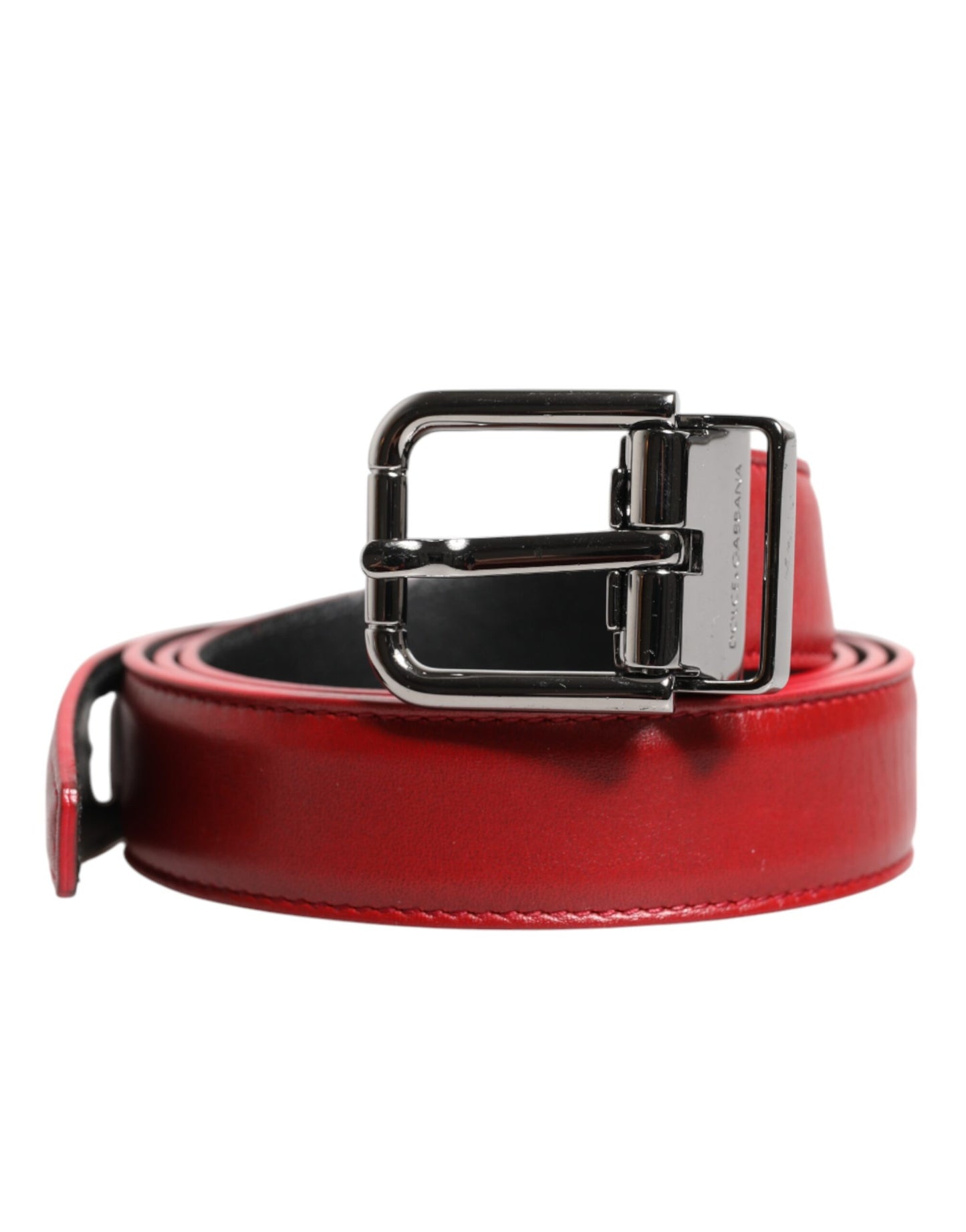 Ceinture Dolce & Gabbana en cuir rouge avec boucle en métal argenté